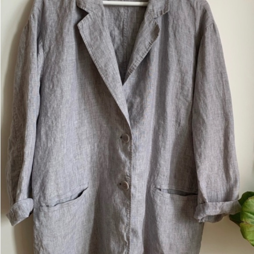 Eileen Fisher organic linen oversized blazer size L